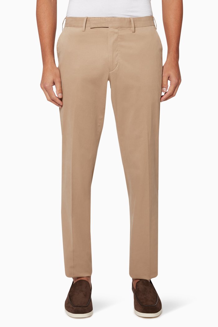

Washed Cotton Gabardine Pants, Neutral