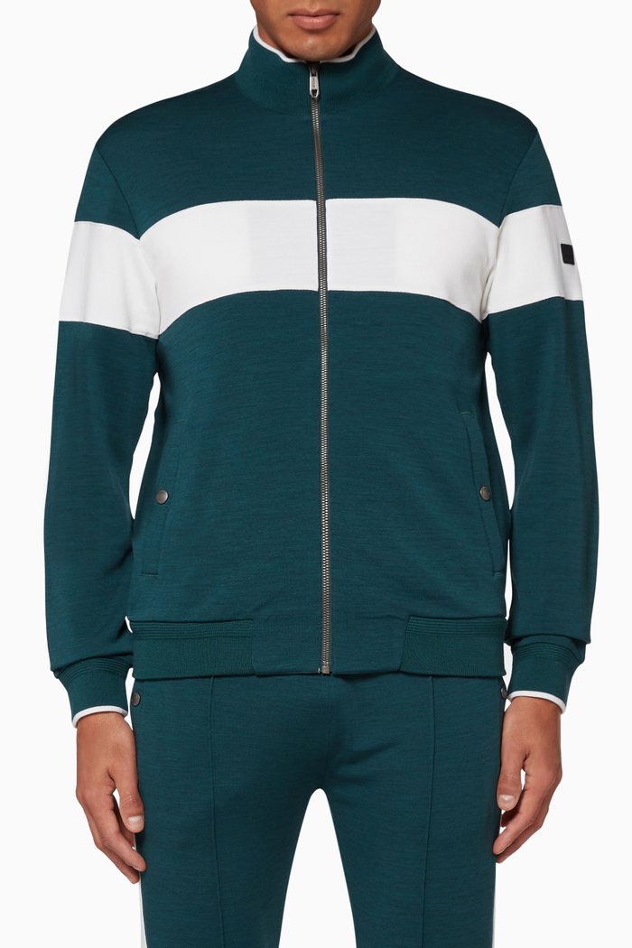 

Techmerino Contrast Striped Sweatshirt, Green