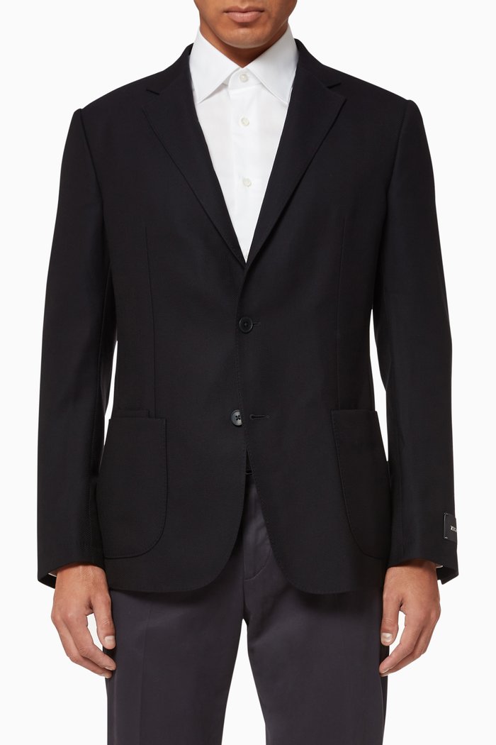 

Single-Breasted Wool Blazer, Blue