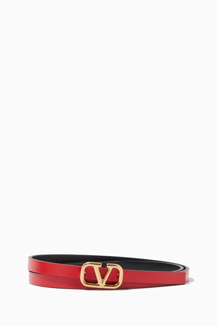 

Valentino Garavani Reversible VLOGO Belt in Leather, Red