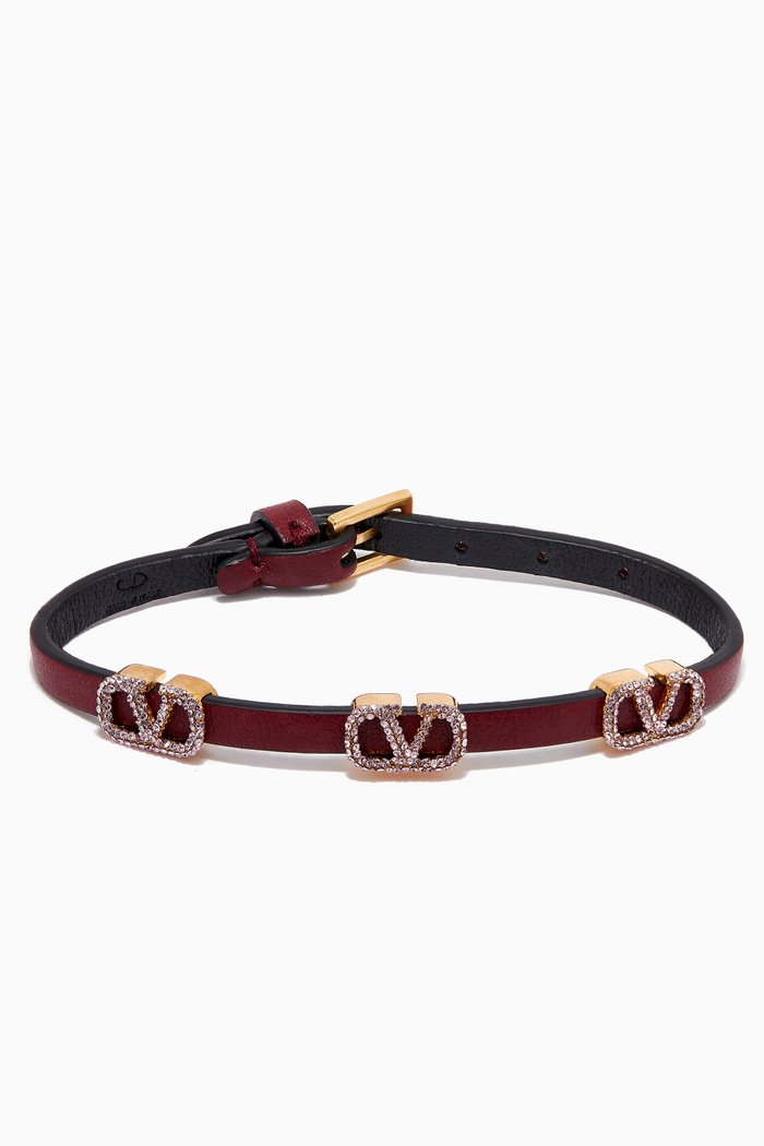 

Valentino Garavani VLOGO Bracelet in Calfskin, Burgundy