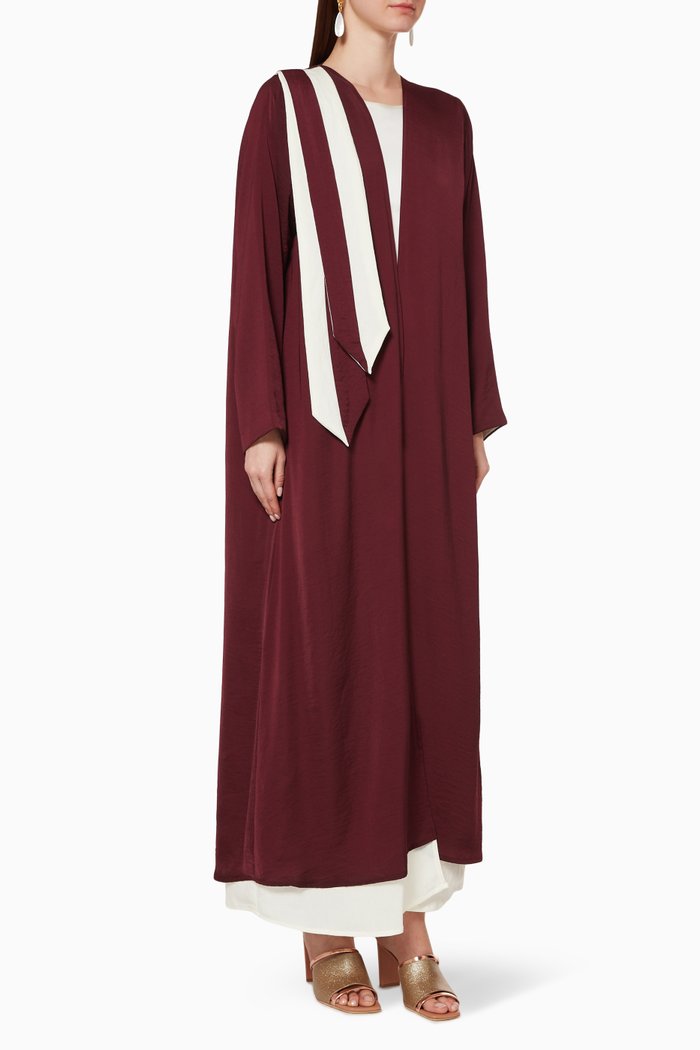 

Paisley Crepe Abaya, Burgundy