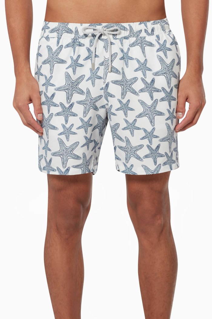 Arthus Star Printed Swim Shorts, White