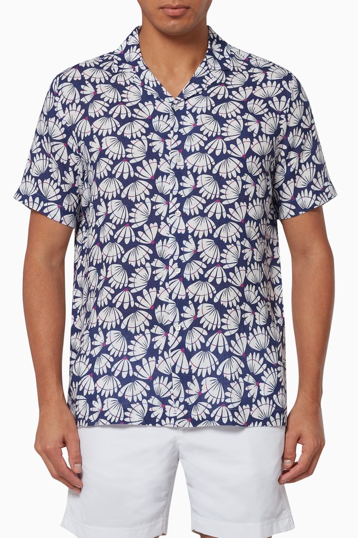 

Mars Badminton Printed Linen Shirt, Blue
