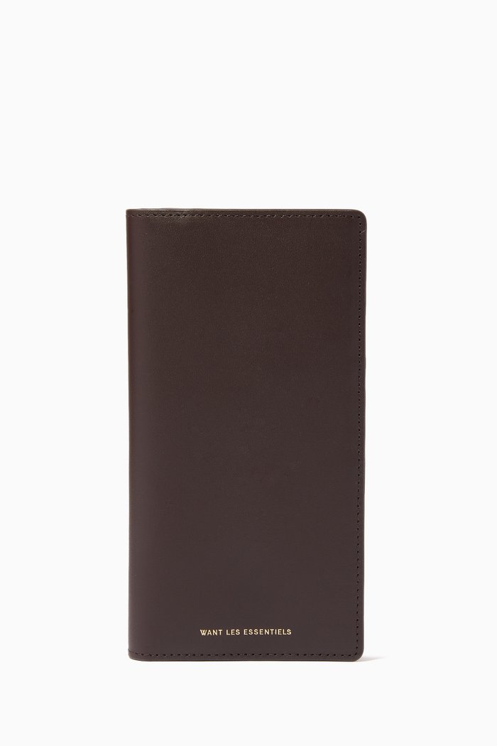 

Fleming Vertical Wallet in Leather, Brown