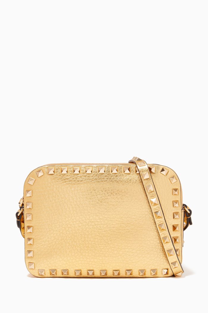 

Valentino Garavani Rockstud Crossbody Bag in Leather, Gold