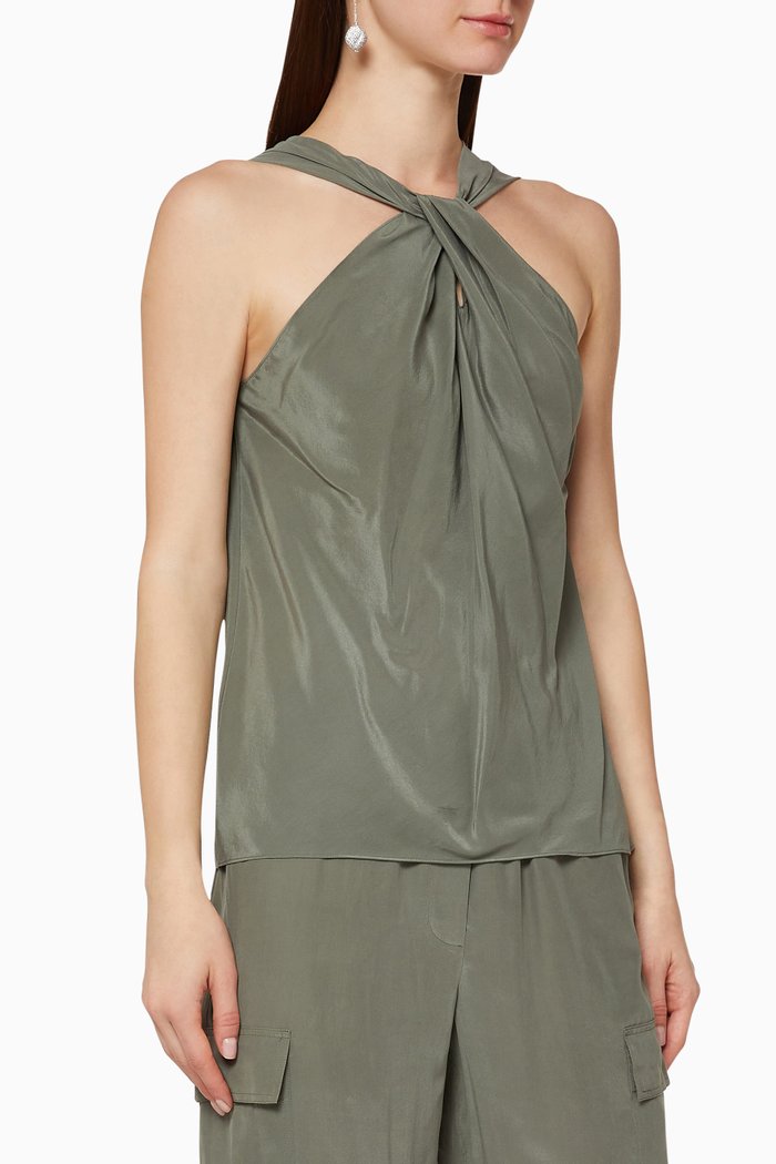 

Twist Silk Top, Green