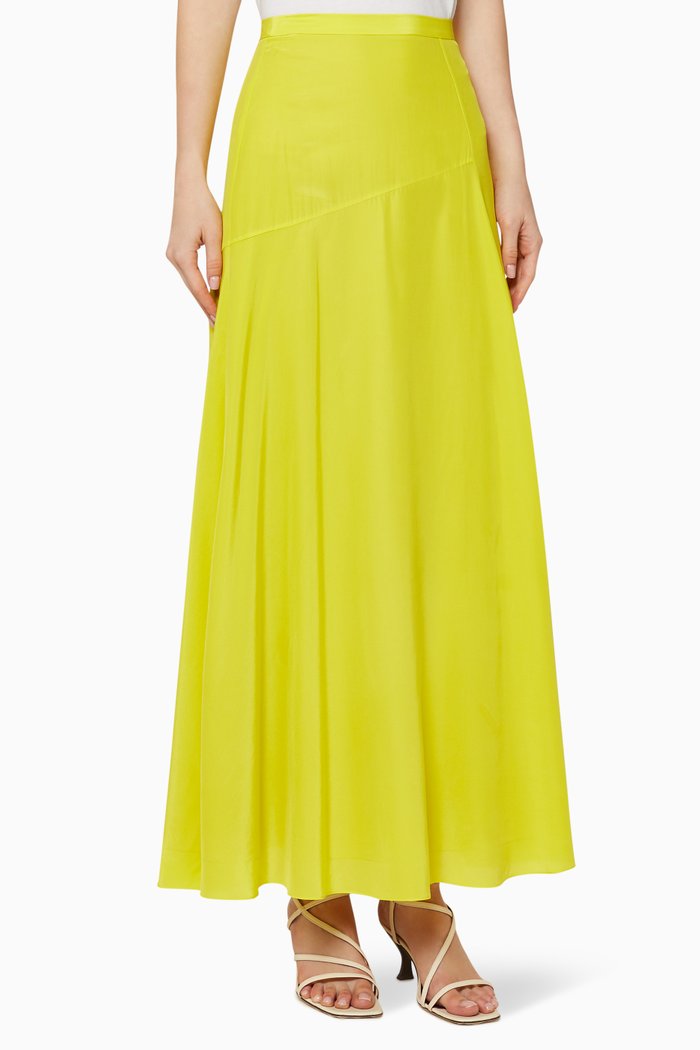 

Asymmetric Drape Silk Skirt, Yellow