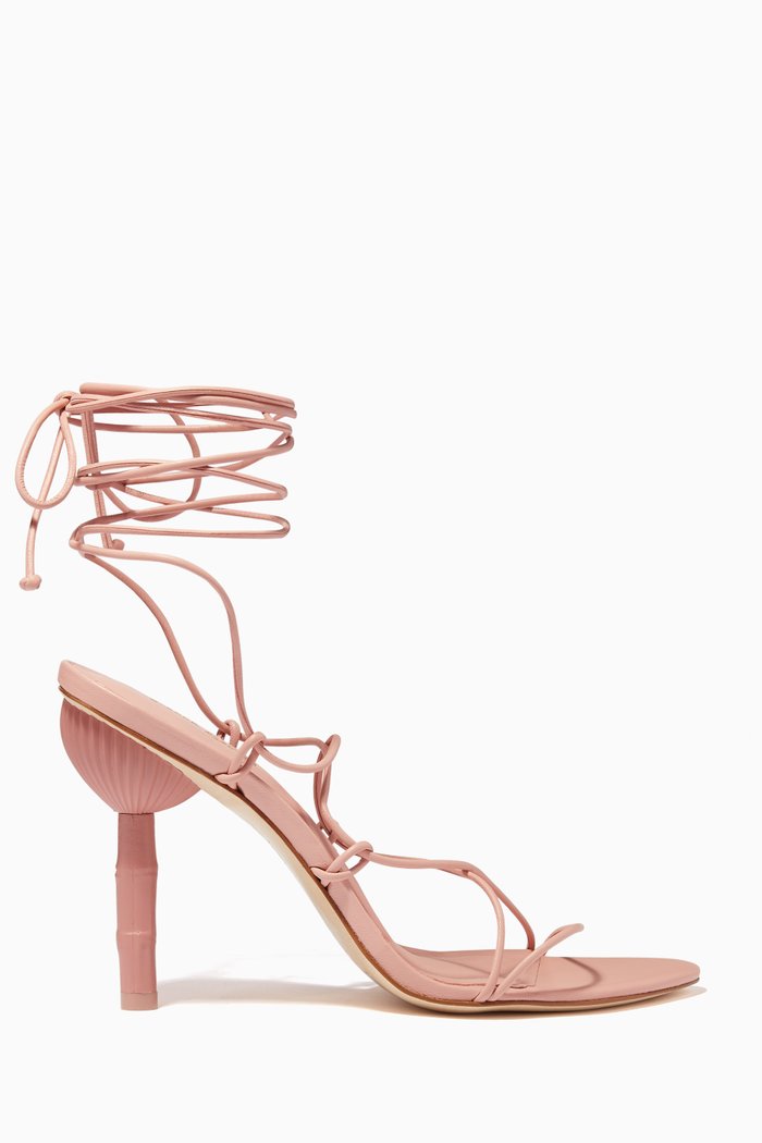 

Soleil 95 Strappy Sandals in Leather, Pink