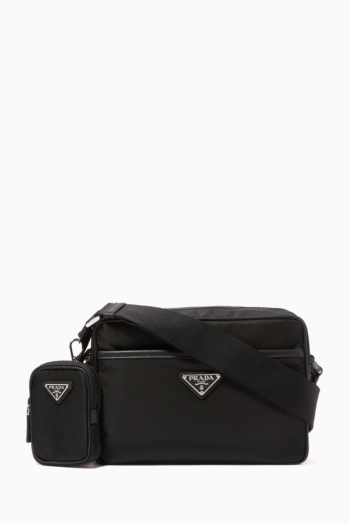 

Triangle Logo Cross-Body Flight Bag in Nylon, Black