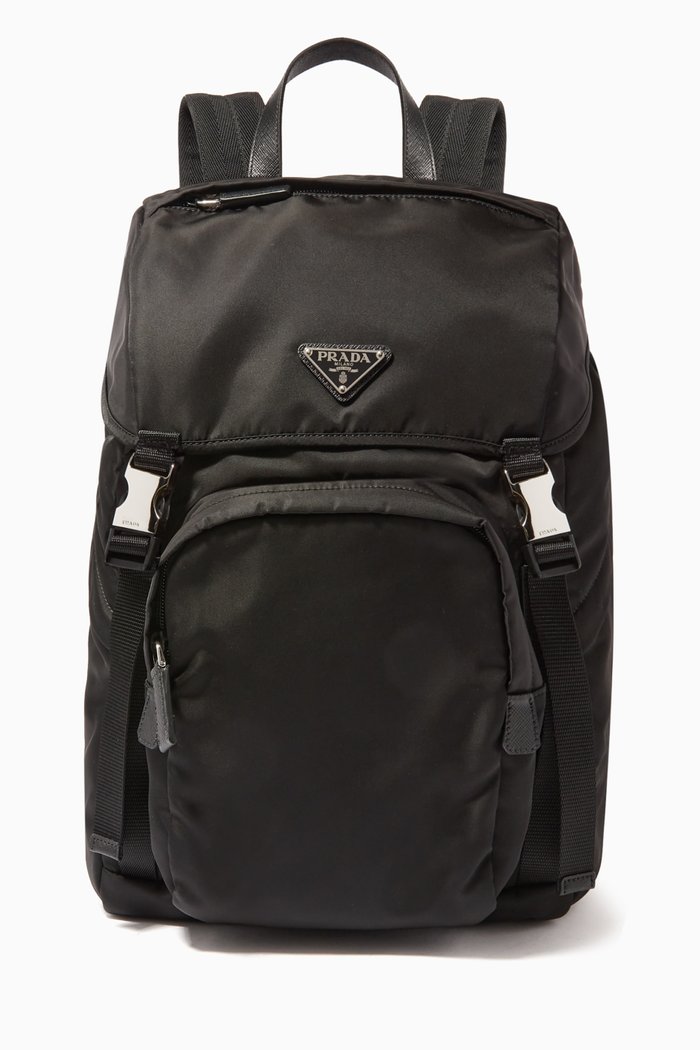

Triangle Logo Utility Backpack in Nylon, Black