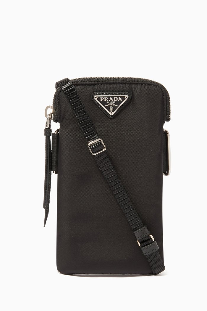 

Triangle Logo Phone Pouch in Nylon, Black