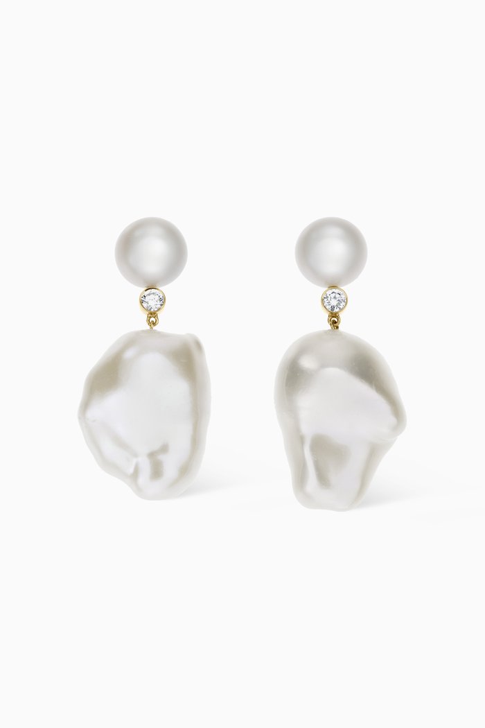 

Venus Diamant Baroque Pearl Earrings in 14kt Yellow Gold