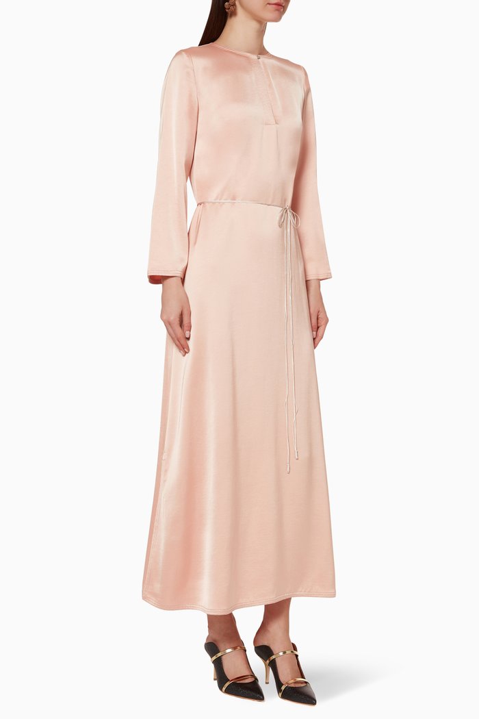 

Satin Belted Kaftan Dress, Orange