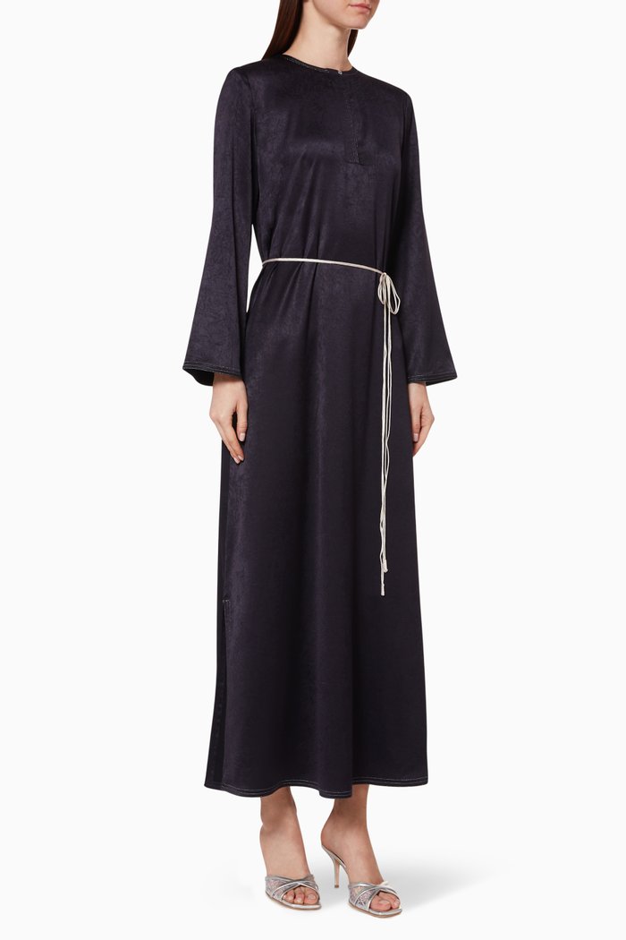 

Satin Belted Kaftan Dress, Blue