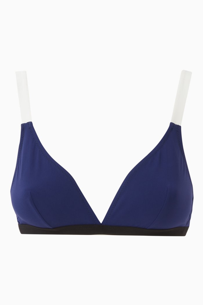 

St Barths Colour-Block Bikini Top, Blue