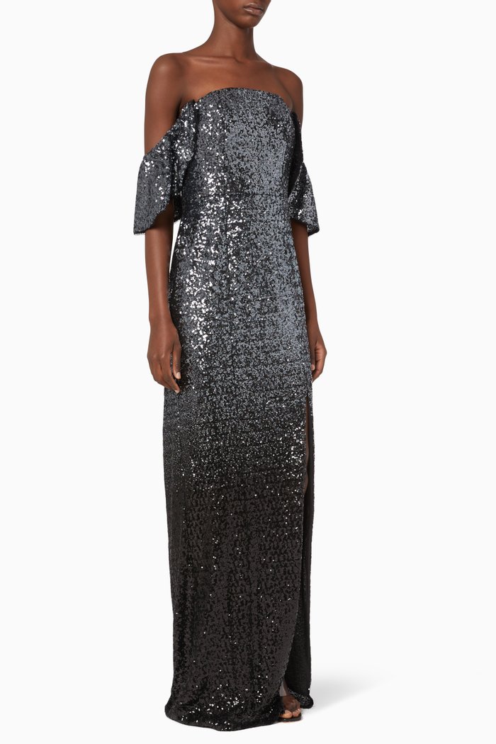 

Ombre Sequin Column Gown, Silver