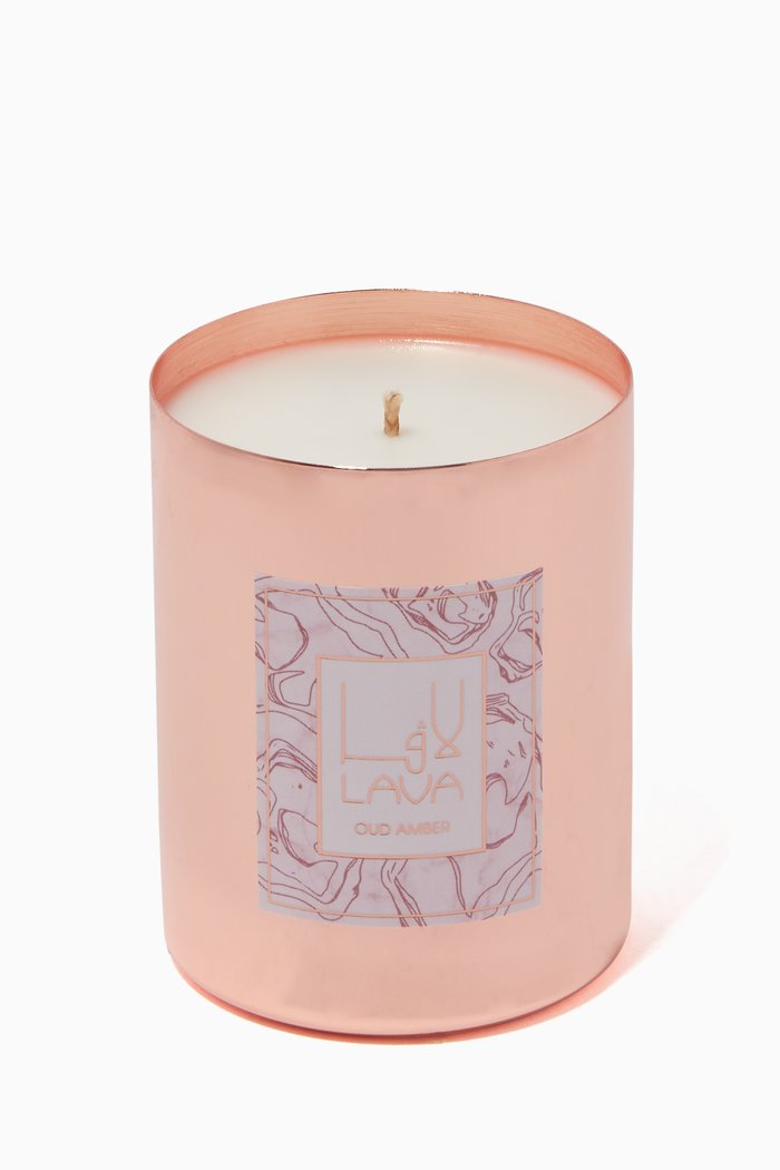 

Oud Amber Metal Container Candle, 330g, Rose gold