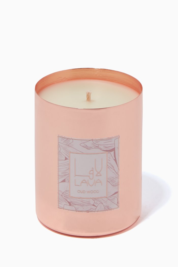 

Oud Wood Metal Container Candle, 330g, Rose gold