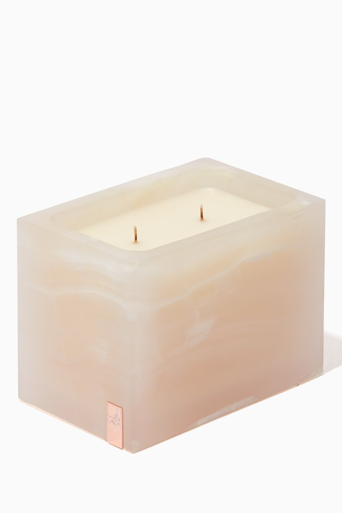

Arabian Glow Rectangle Onyx Marble Candle, Pink