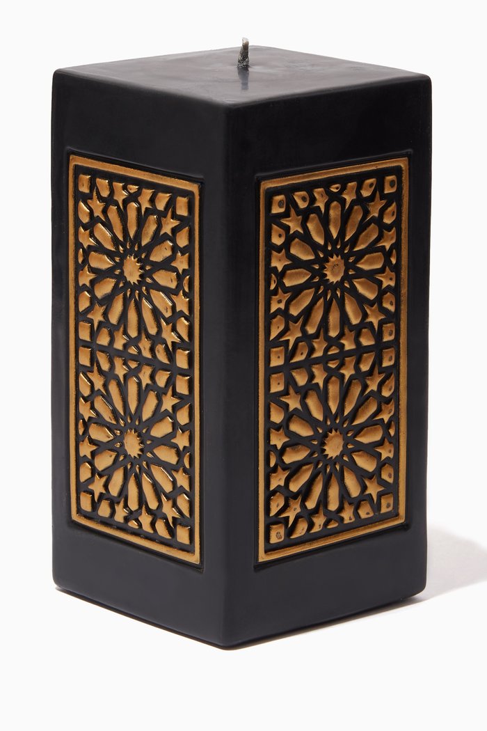 

Sahar Large Pillar Candle, 745g, Black