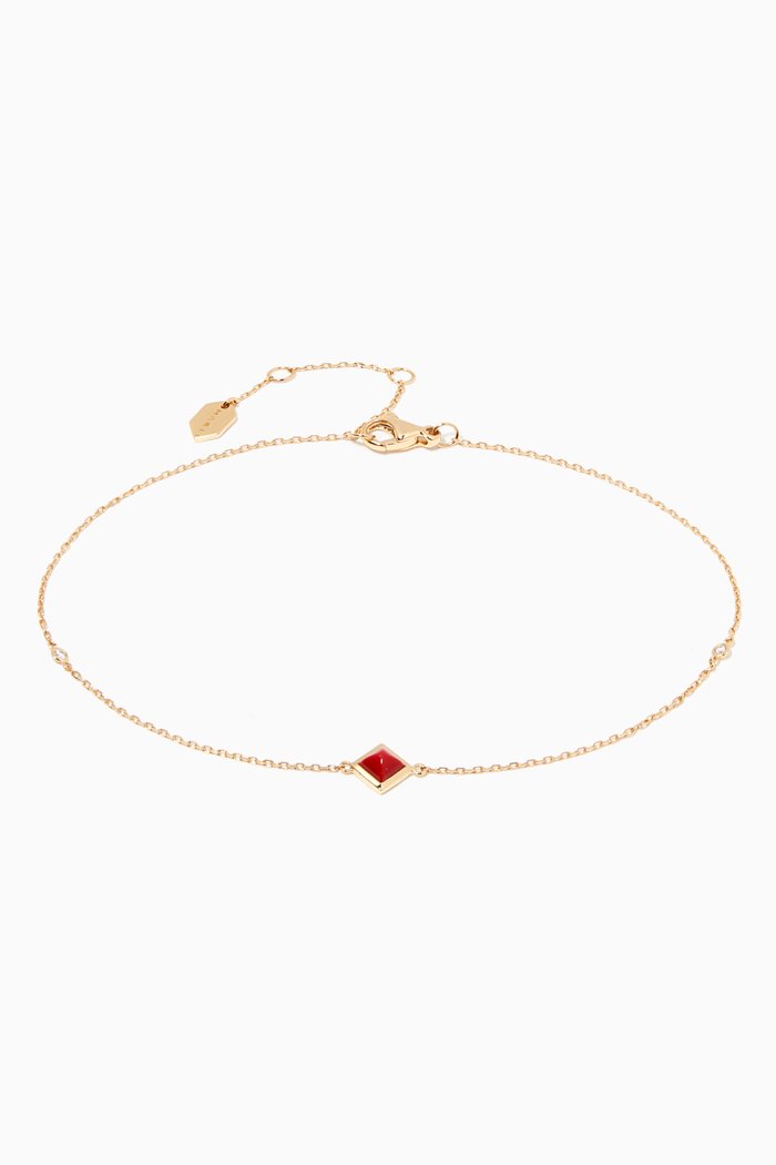 

Cleo Red Coral & Diamond Anklet in 18kt Yellow Gold