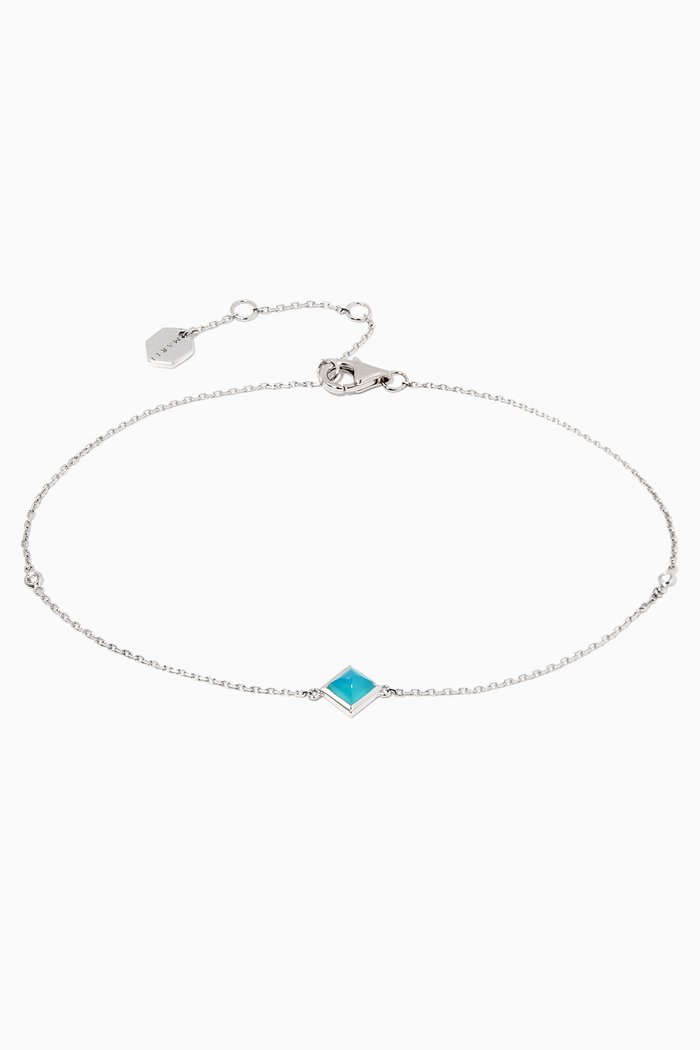 

Cleo Chalcedony & Diamond Anklet in 18kt White Gold, Silver
