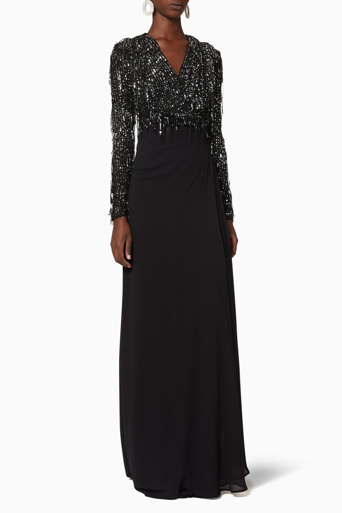

Sequin Embellished Wrap Jumpsuit, Black