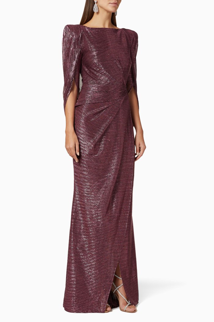 

Metallic Cape-Style Gown, Burgundy