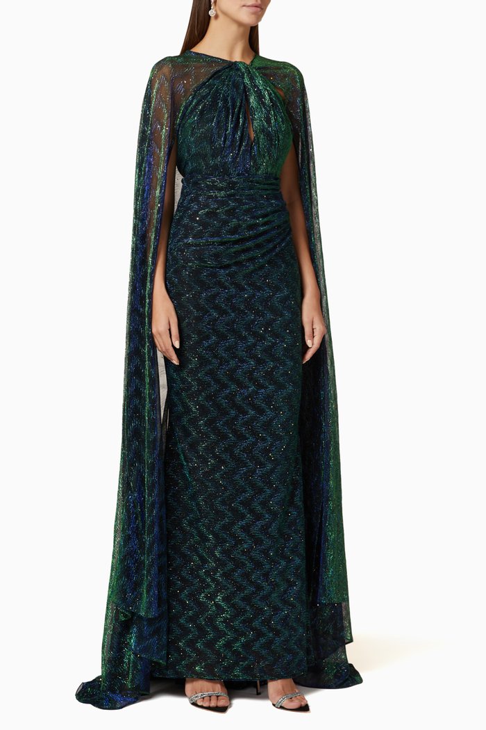 

Metallic Cape Gown, Green