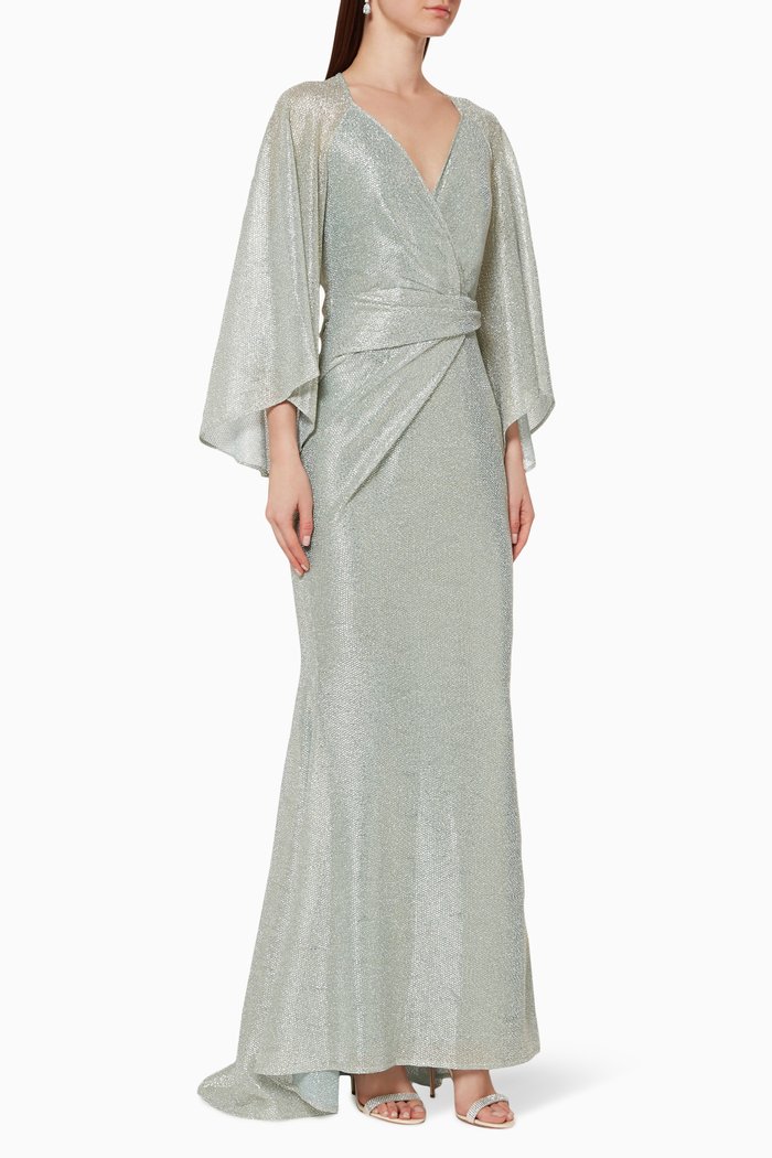 

Conley Metallic Voile Dress, Blue