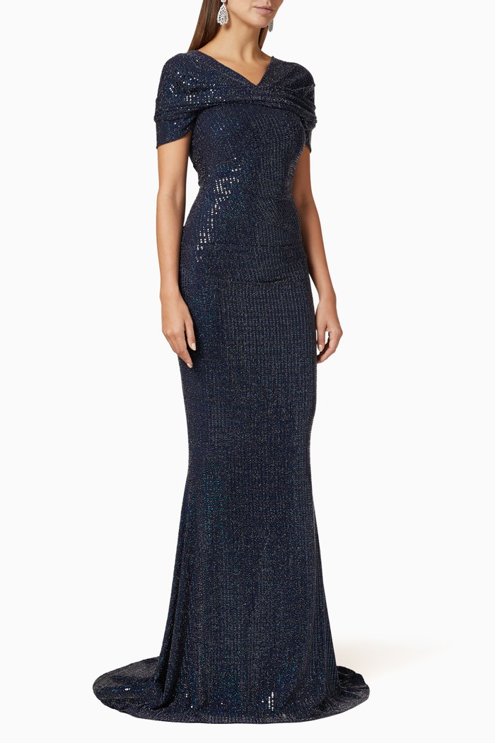 

Sequin Embellished Gown, Black