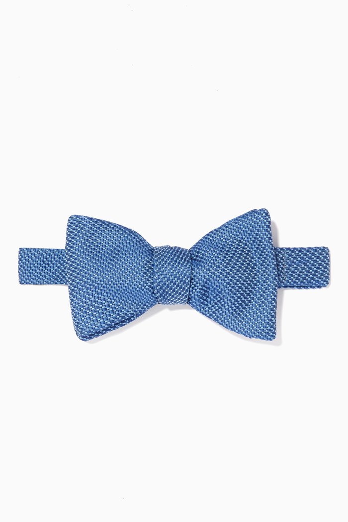 

Textured Silk Print Bow-Tie, Blue