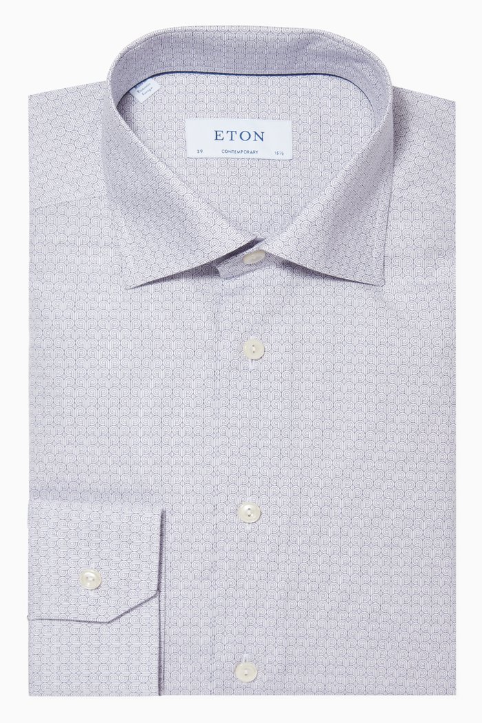 Art Deco Poplin Slim Fit Shirt, Blue
