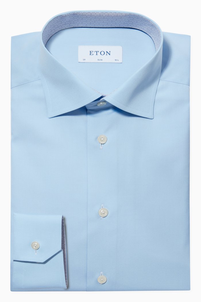 

Slim-Fit Cotton Poplin Shirt, Blue