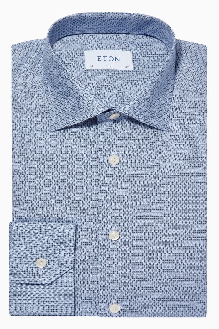 

Slim-Fit Cotton Poplin Shirt, Blue