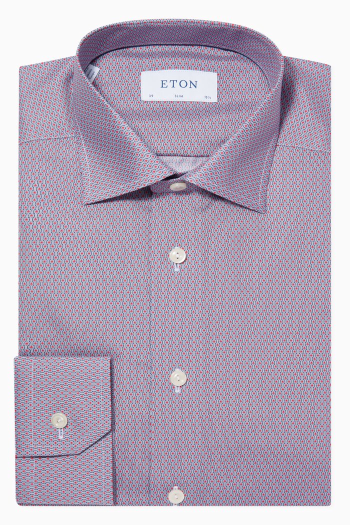 

Slim-Fit Cotton Poplin Shirt, Red