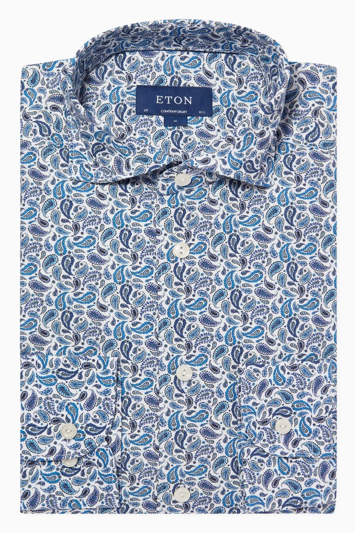

Contemporary Fit Paisley Shirt, Blue