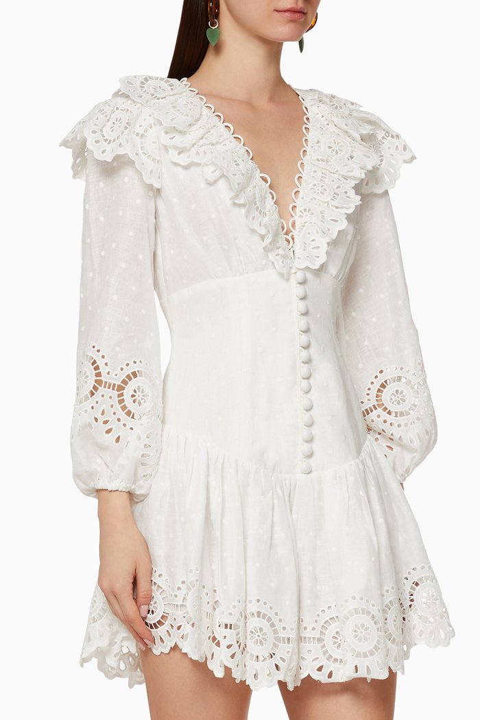 

Bellitude Scallop Linen Dress, Neutral