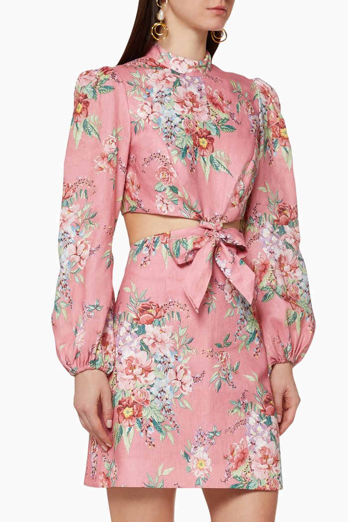 

Bellitude Floral Linen Dress, Pink