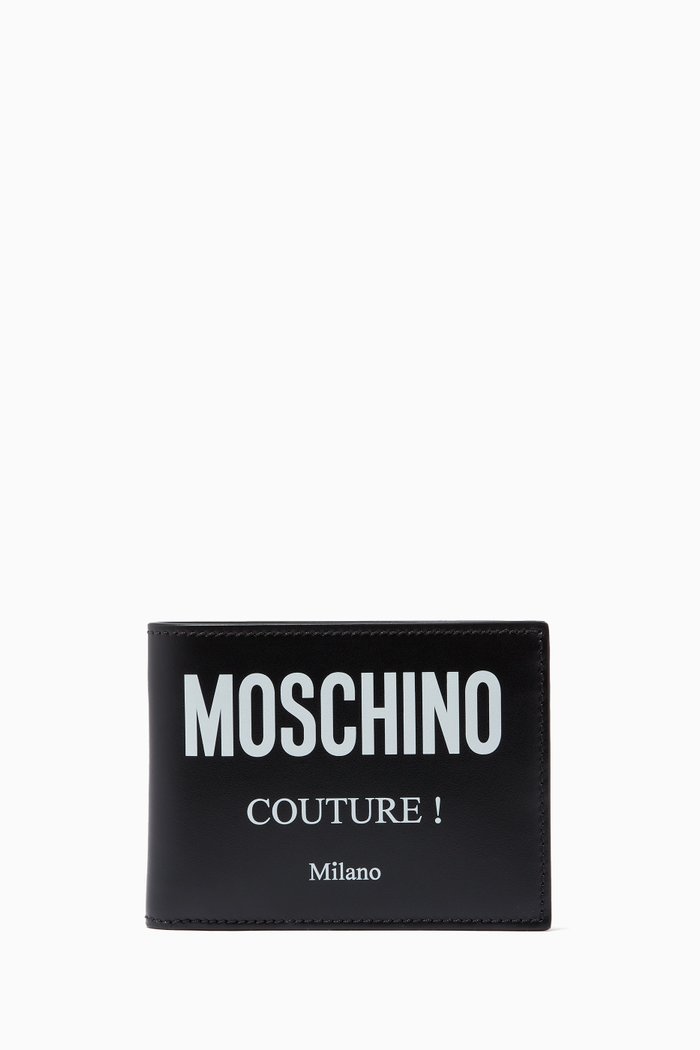 

Logo Bi-Fold Wallet in Leather, Black