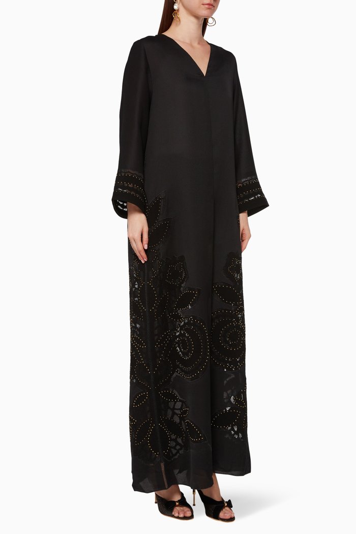 

Crystal Embellished Abaya, Black