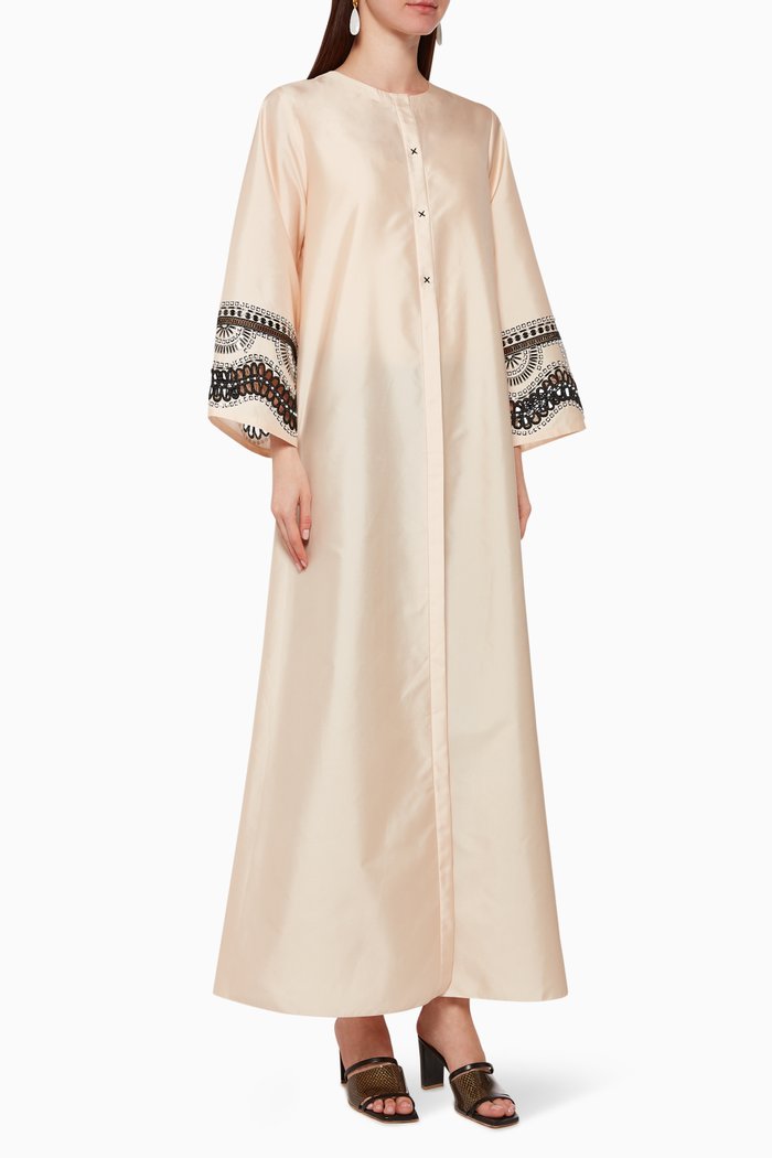 

Geometric Embroidered Abaya, White