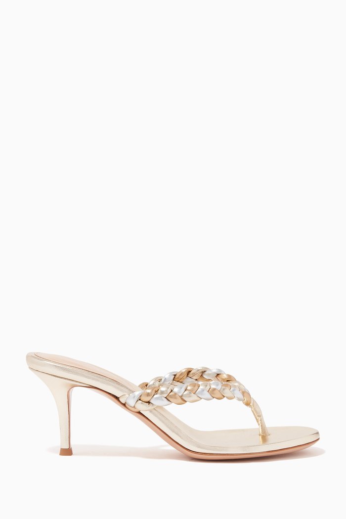 

Tropea 70 Thong Sandals in Metallic Nappa, Gold