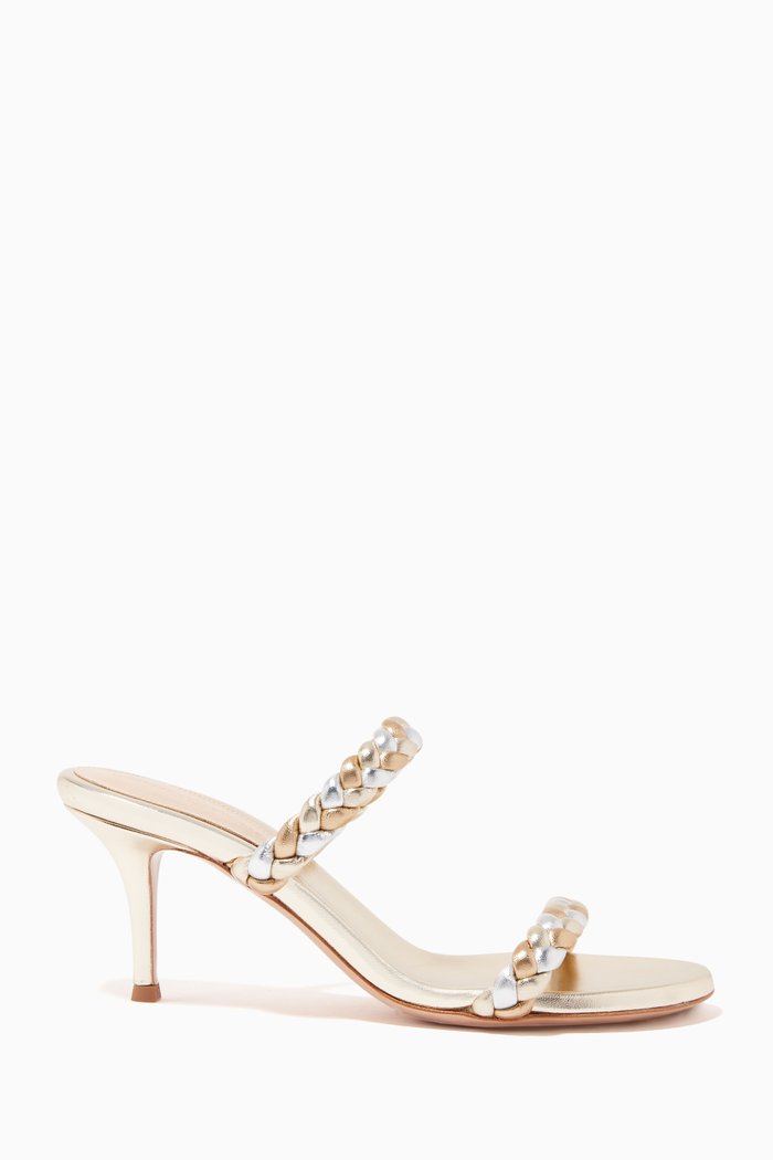 

Marley 70 Mule Sandals in Metallic Nappa, Gold