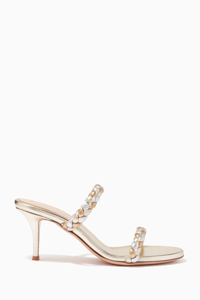 

Marley 70 Mule Sandals in Metallic Nappa, Silver