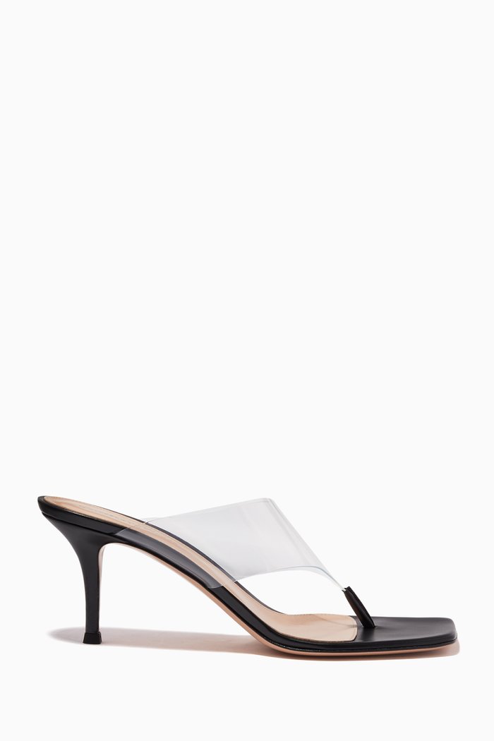 

Lotus 70 Plexi Sandals in Leather, Black