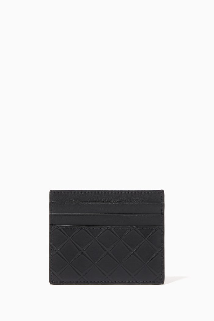 

Intarsio Printed Leather Card Case, Black