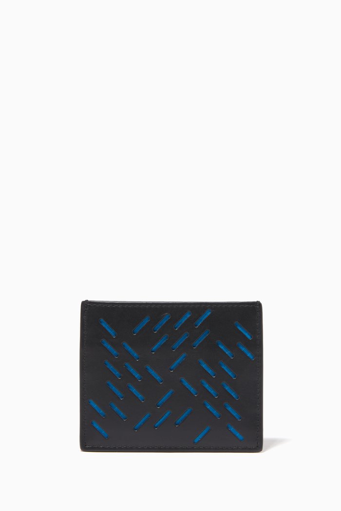 

Perforated Leather Card Holder, Black