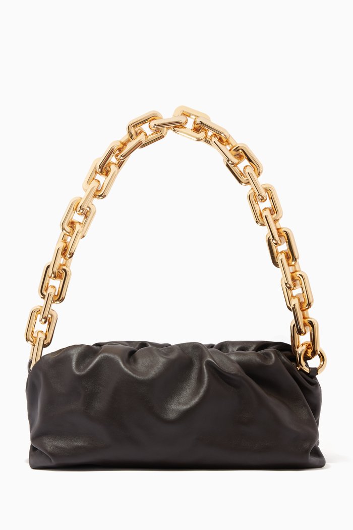 

The Chain Pouch Leather Clutch, Brown